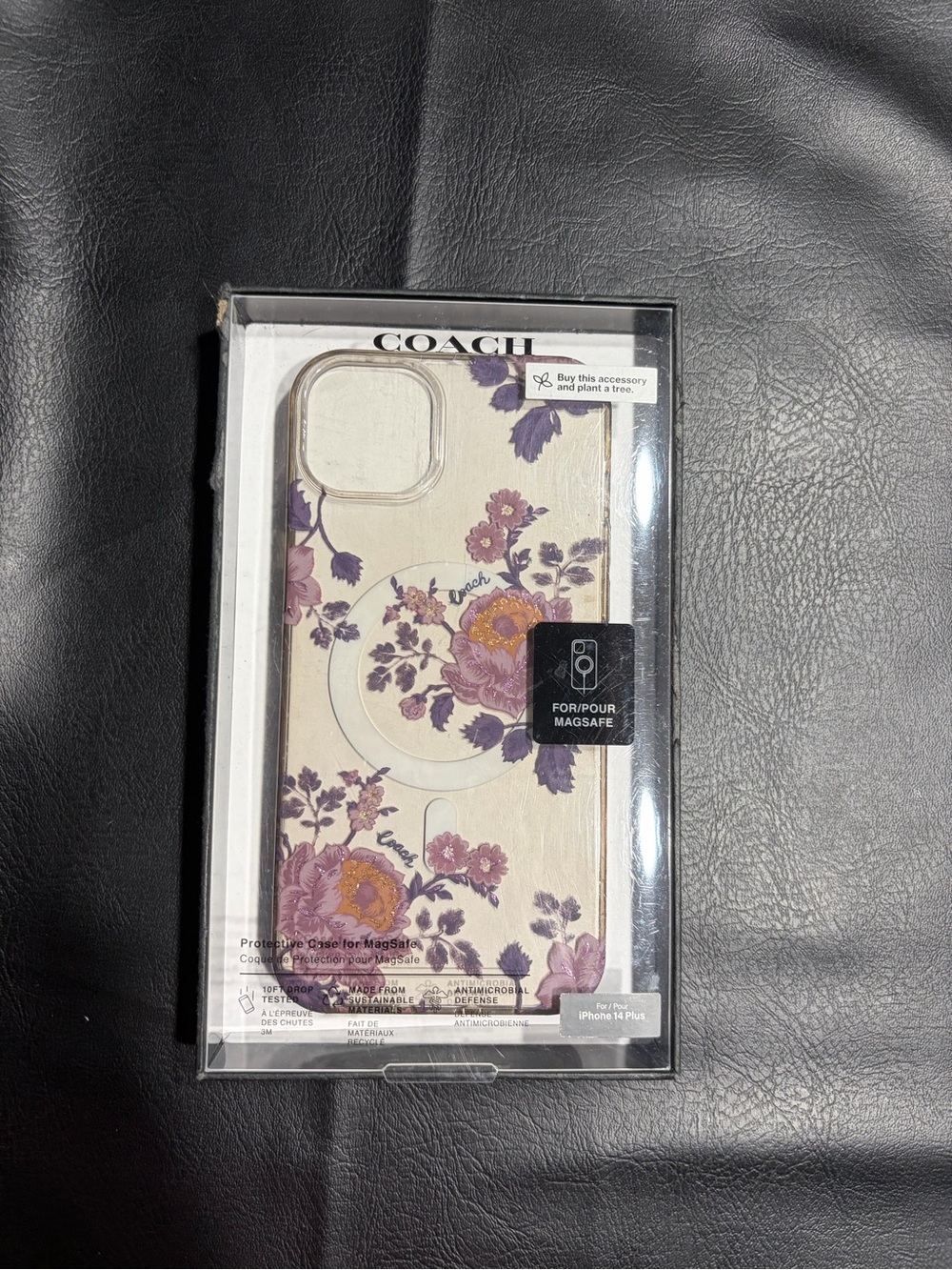 COACH Floral MagSafe iPhone Case - Cream with Purple and Pink Flowers